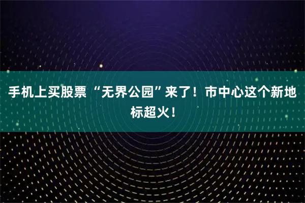 手机上买股票 “无界公园”来了！市中心这个新地标超火！